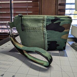 Camo Denim Pouch w/Wristlet